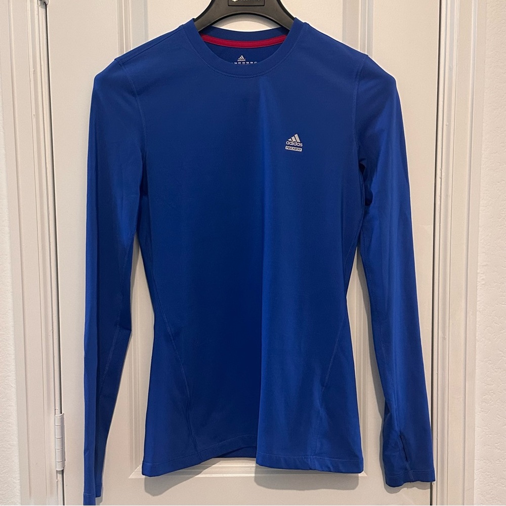 Adidas Techfit Climalite Long Sleeve Compression Shirt Blue Size S